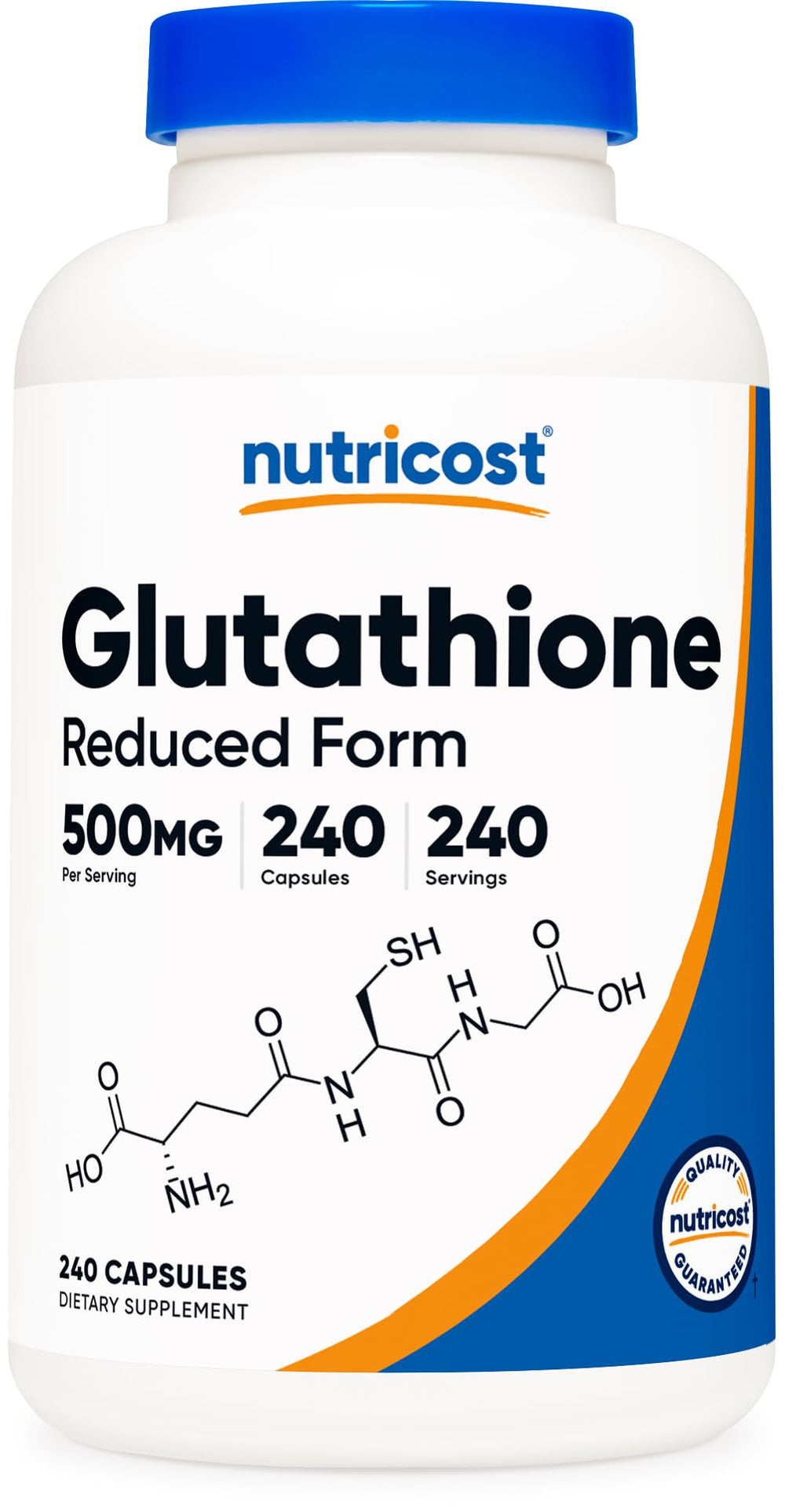 Nutricost Glutathione 500mg bottle on desk for everyday wellness routine