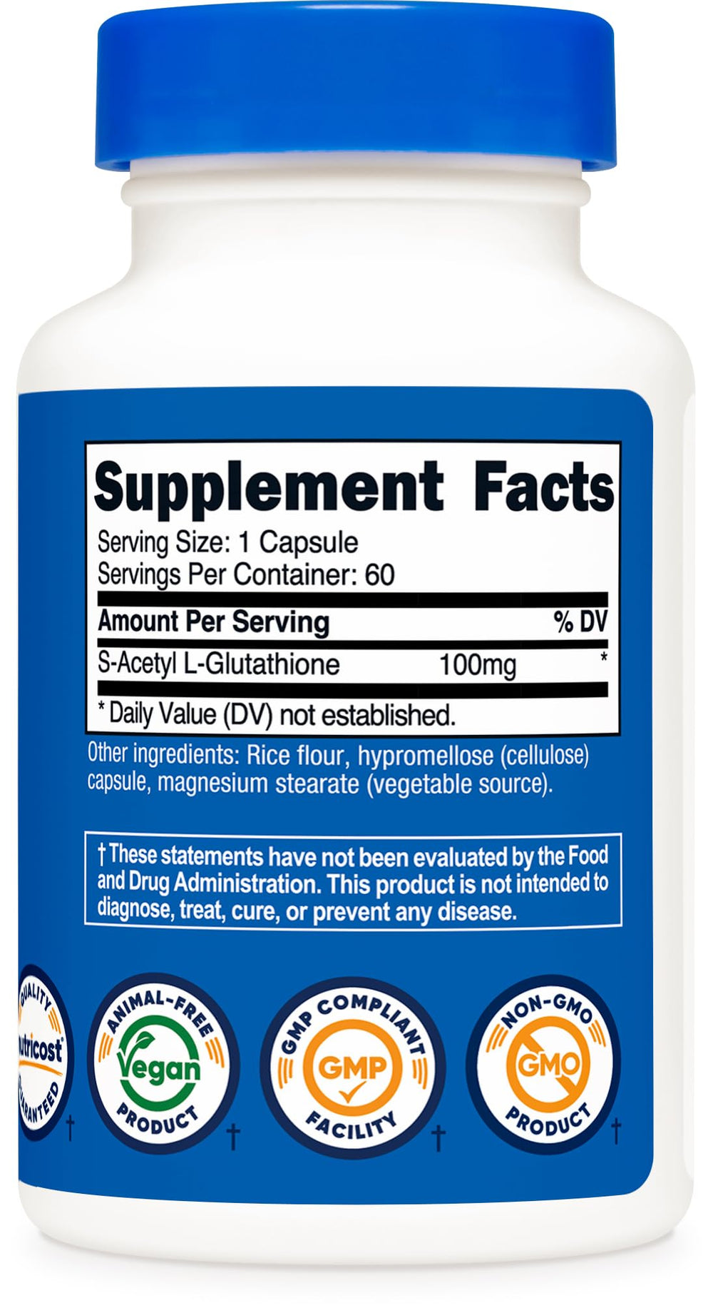 Nutricost GMO-free label on packaging highlighting clean ingredients