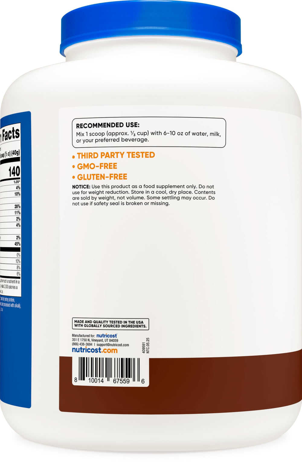 Nutricost Grass-Fed Whey Chocolate mixed shake in a glass