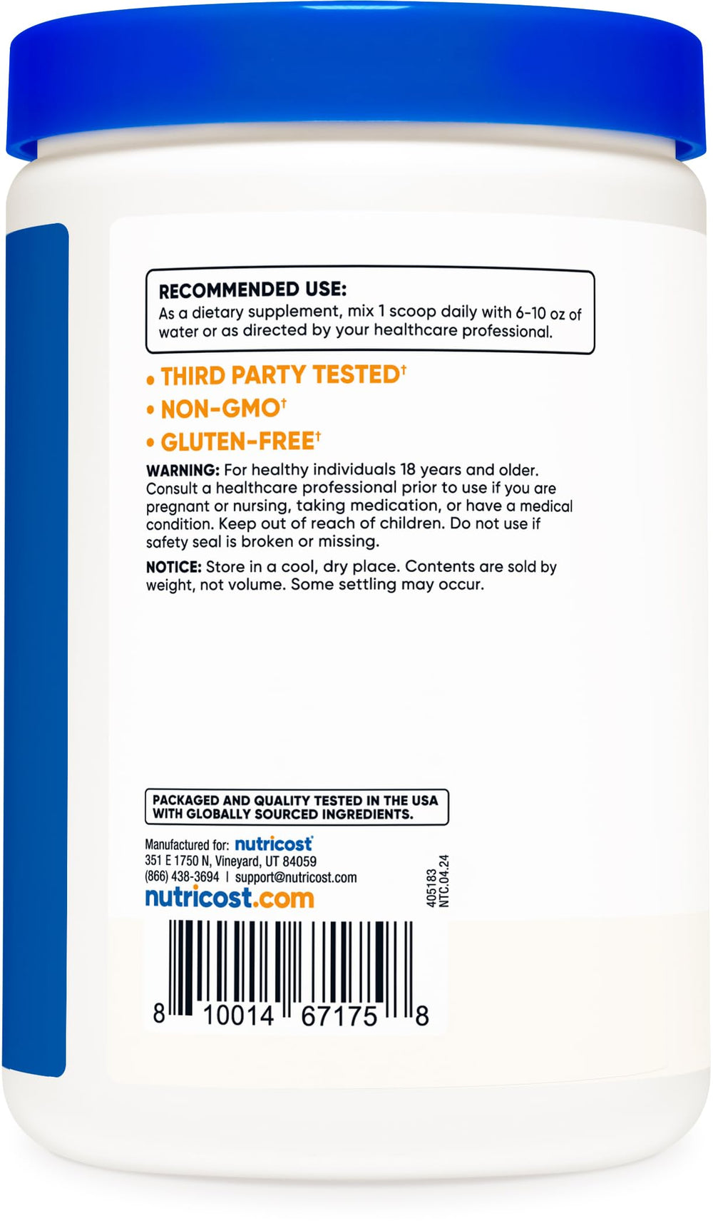 Nutricost Inositol powder dissolving in water for easy mixing.