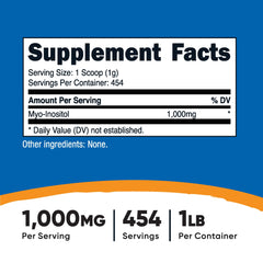 Nutricost Inositol powder scoop in use for accurate 1000 mg servings.