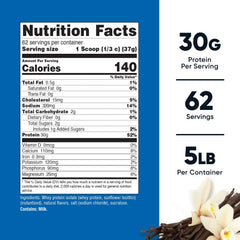 Nutricost Isolate Whey Vanilla serving scoop shows 30g protein per serving