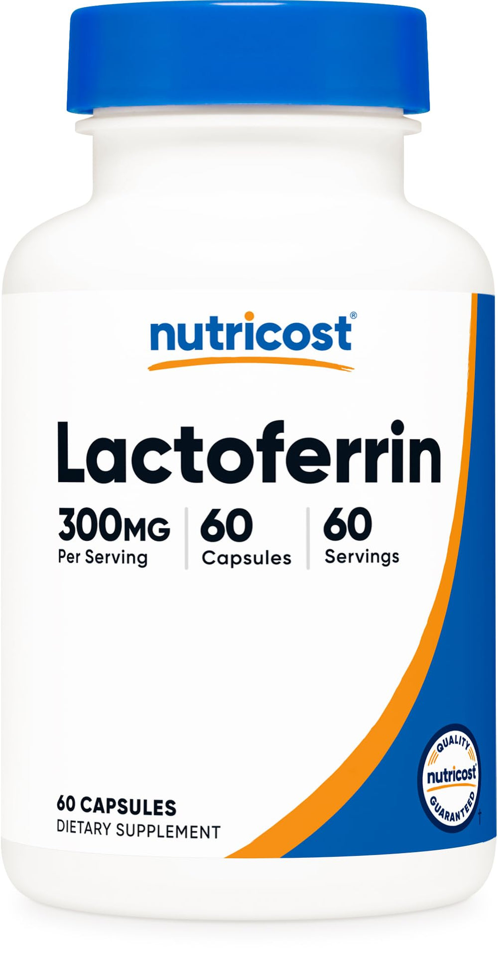Nutricost Lactoferrin capsules bottle front view showing 60 daily servings