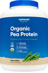 Nutricost Organic Pea Protein Isolate unflavored powder for versatile plant-based shakes.