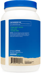 Powder pours into a glass with a silky, unflavored texture ideal for shakes