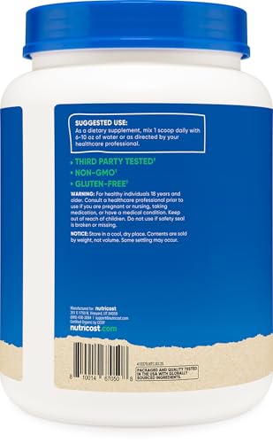 Nutricost powder packaging and label highlighting USDA Organic and third‑party testing.