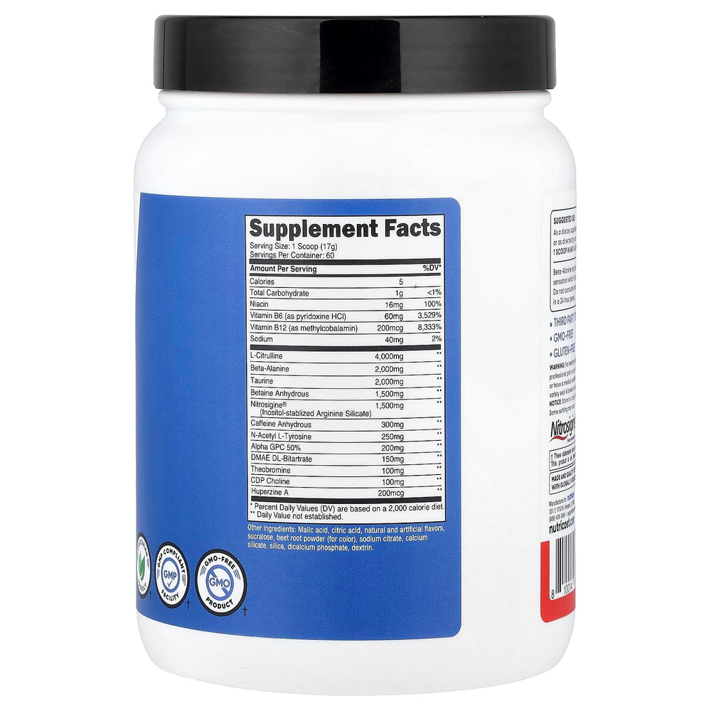 Nutricost Pre-X Xtreme powder scoop ready to mix for pre-workout energy.