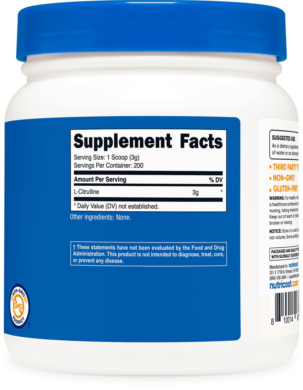Pouring Nutricost L-Citrulline Base into a glass for a drink.