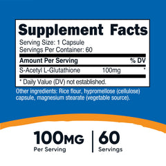 Closeup of Nutricost S-Acetyl L-Glutathione capsules for daily wellness routines