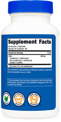 Nutricost SAM-e bottle side label accenting non-GMO and gluten-free ingredients