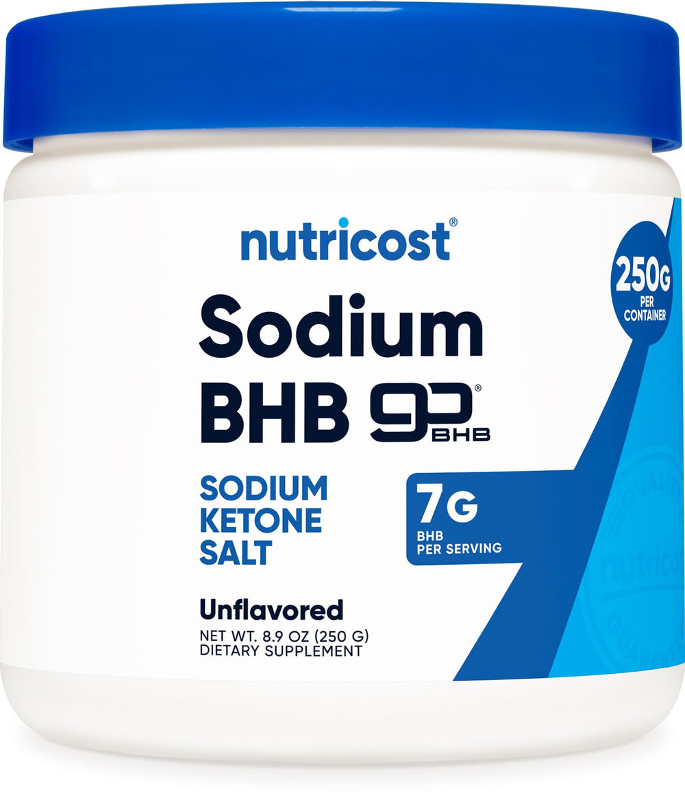Nutricost Sodium BHB Powder jar ready for keto-friendly energy