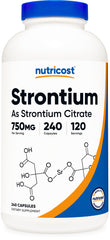 Nutricost Strontium Capsules bottle showing veggie capsules for daily dietary support.
