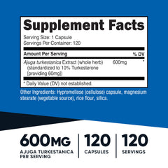 Nutricost Turkesterone 600mg capsules for convenient daily intake