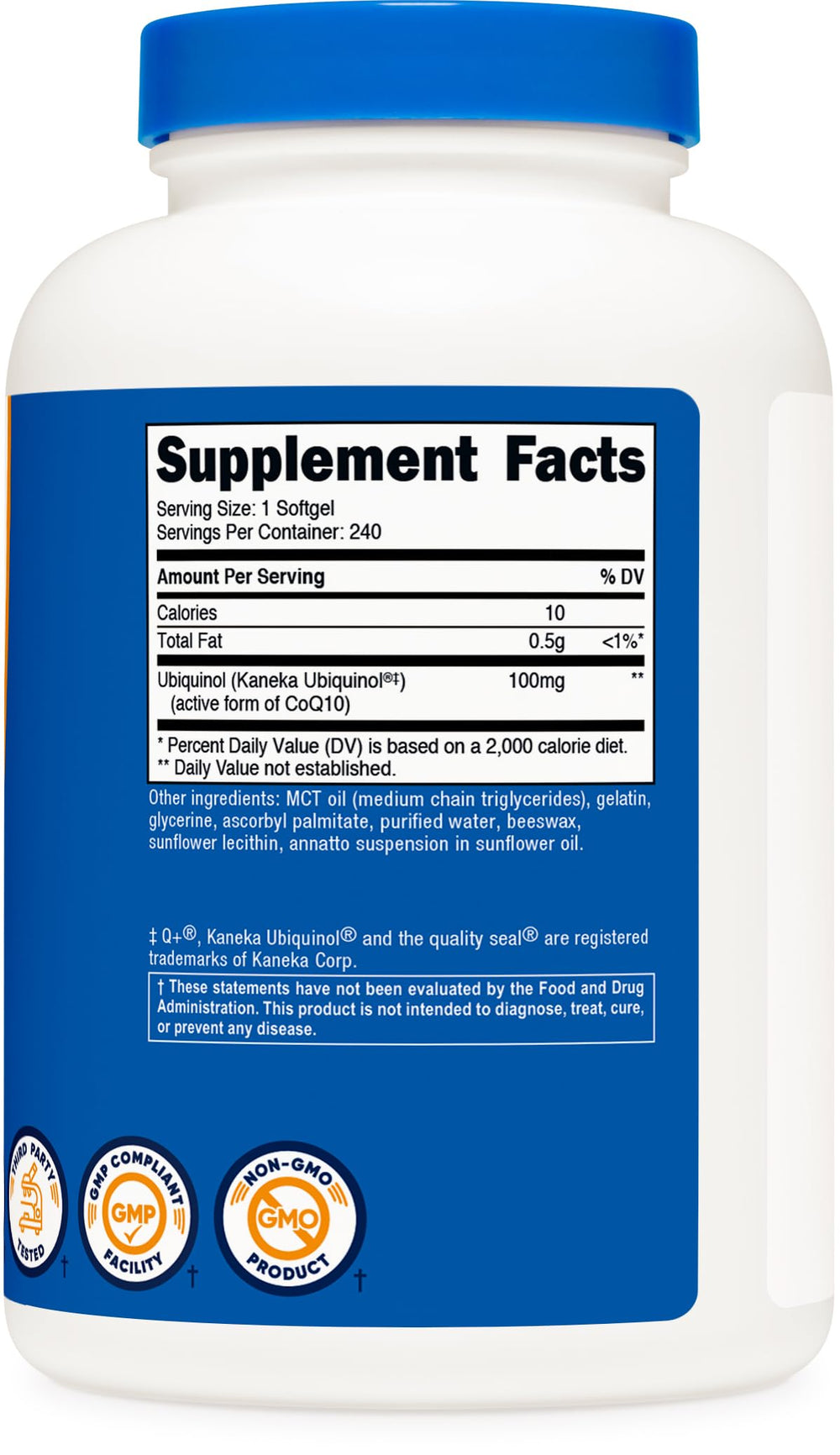 Nutricost ubiquinol softgels packaging image showing NSF GMP quality