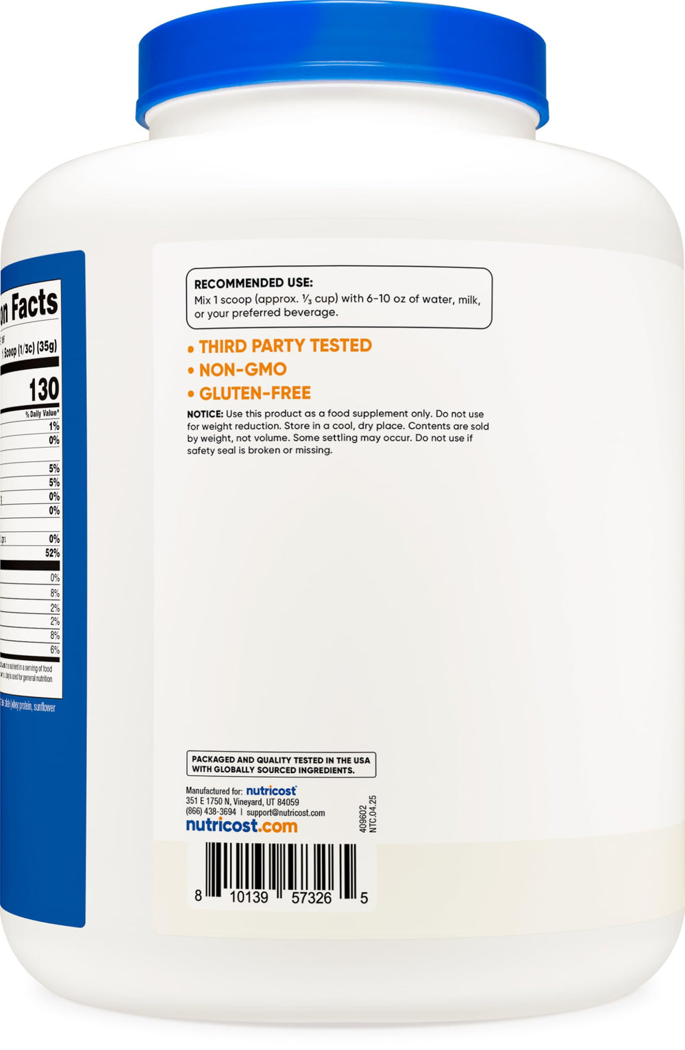 Nutricost Grass-Fed Whey Isolate non-GMO gluten-free fits many dietary preferences