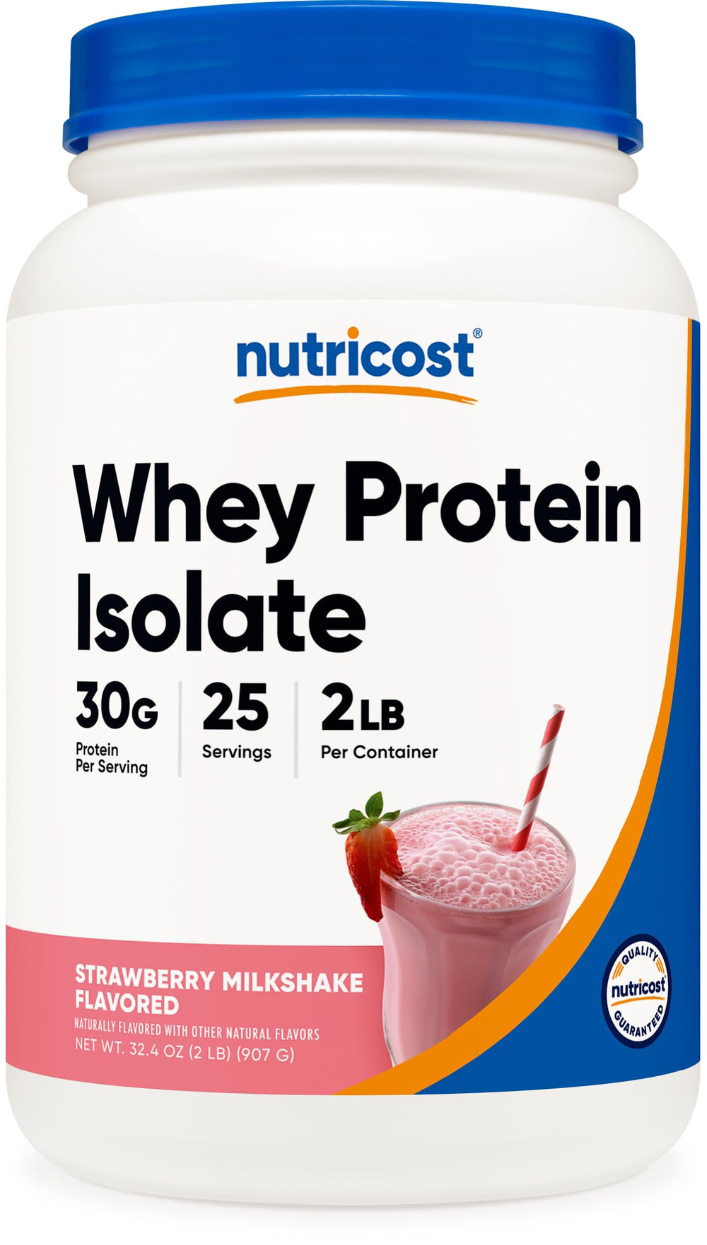 Nutricost Whey Isolate Strawberry Milkshake jar with scoop supports post-workout recovery
