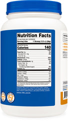 Nutricost protein powder tub features GMP and FDA registration for quality.