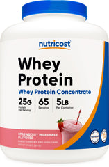 Nutricost Whey Protein Concentrate Strawberry Milkshake bottle for daily protein support.