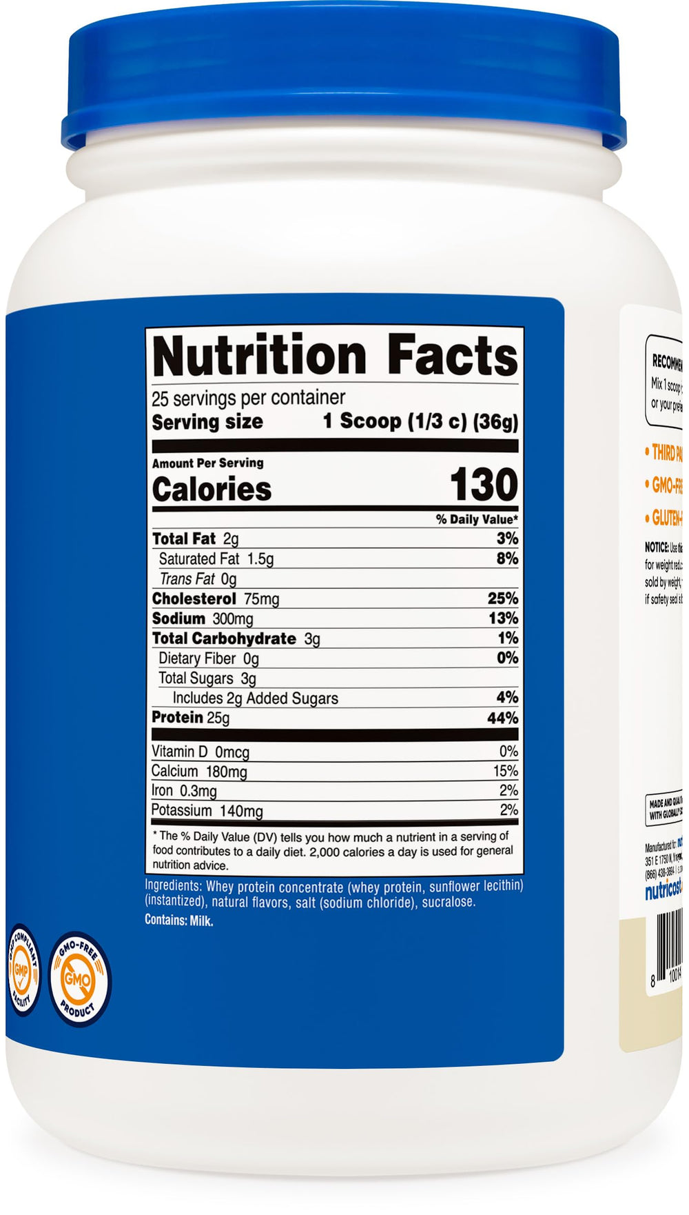 Nutricost vanilla whey protein shake after workout in glass