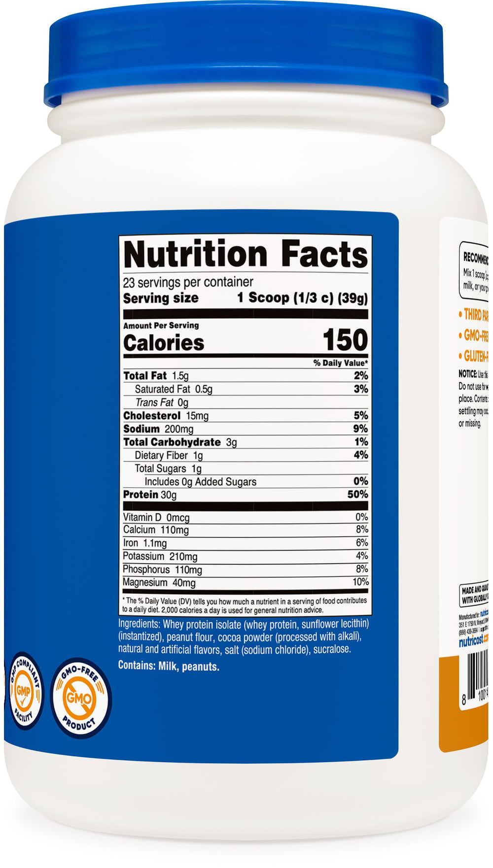 Nutricost Whey Protein Isolate Chocolate Peanut Butter shaker for quick on-the-go blends.
