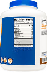 Nutricost Whey Protein Isolate Mocha bottle on kitchen counter for daily shakes.