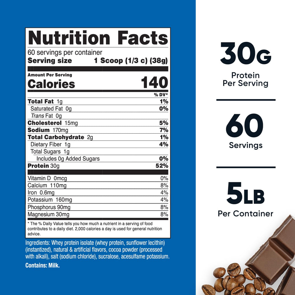 Nutricost Whey Protein Isolate Mocha serving scoop for quick post-workout protein.