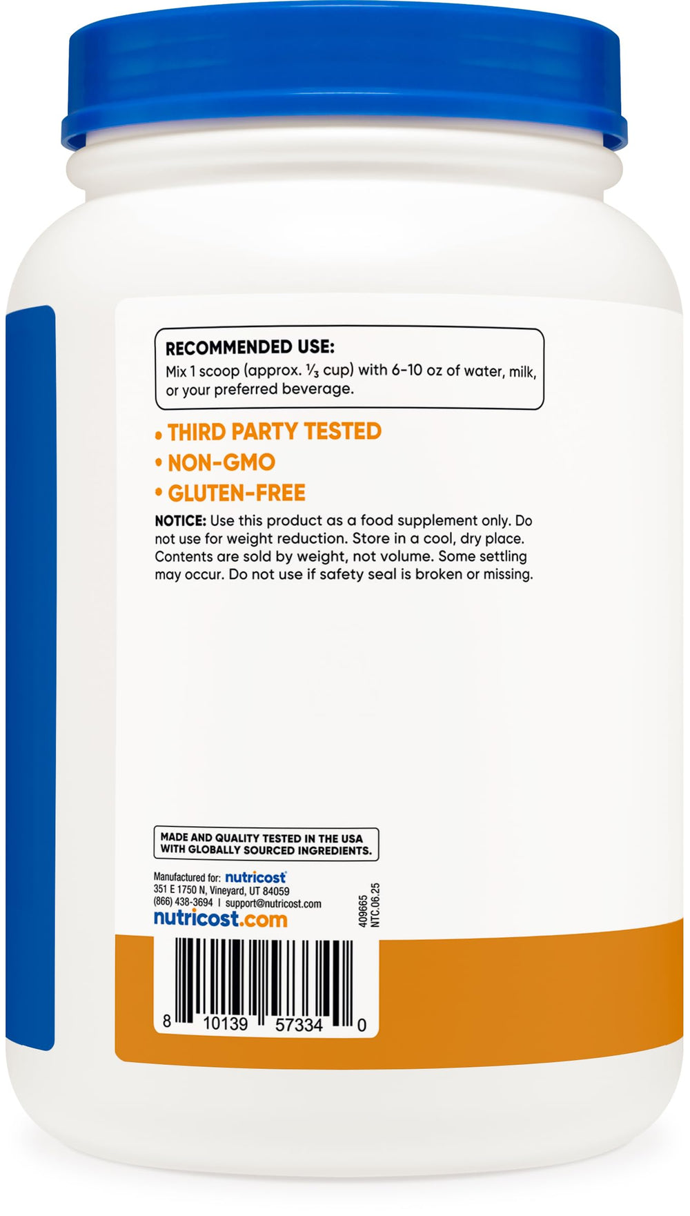 Nutricost Salted Caramel whey scoop included for precise serving