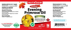 Nutridom Evening Primrose Oil label closeup showing ingredients and NPN.
