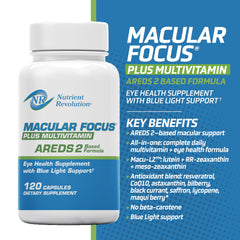 Nutrient Revolution Macular Focus Plus capsules ready for daily use.