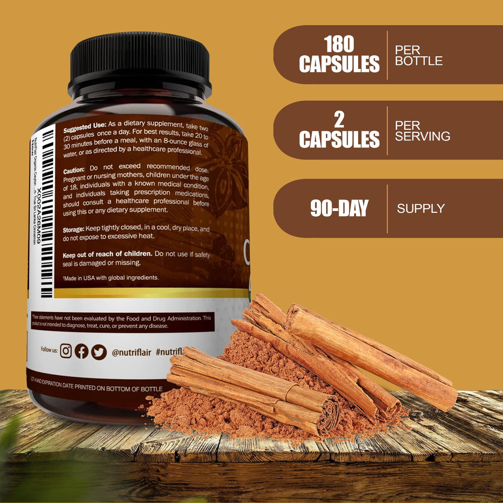 NutriFlair Ceylon Cinnamon capsules ready for daily dosing