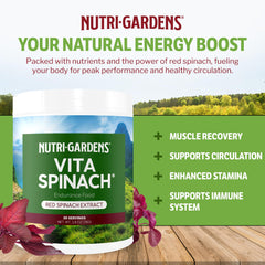 Nutrigardens VitaSpinach bottle pours a serving before exercise