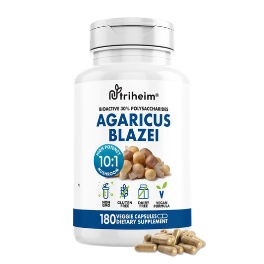 Nutriheim Agaricus Blazei organic extract bottle front for versatile immune support