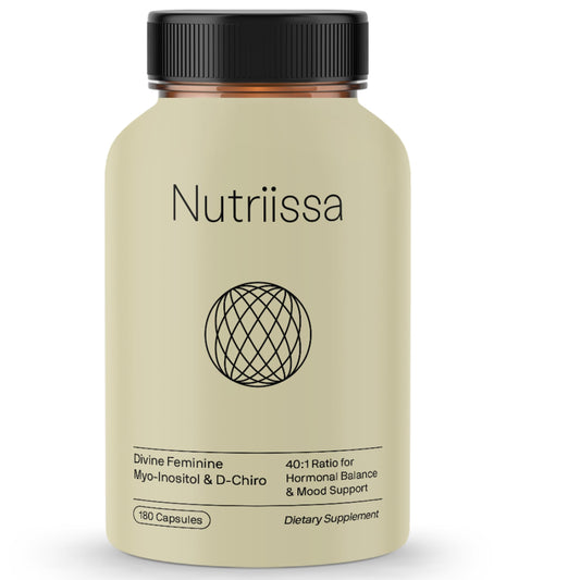 Nutriissa Divine Feminine bottle front shows high-potency inositol for cycle support