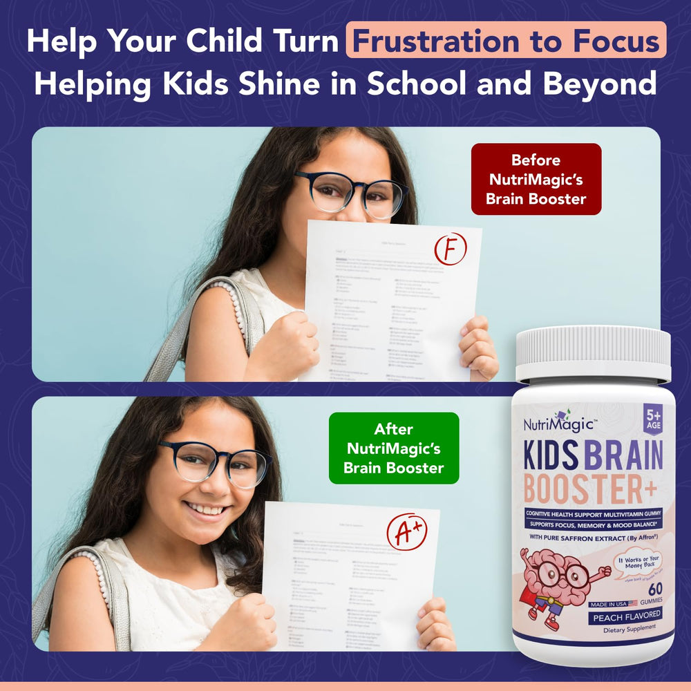 Gluten-free and dairy-free NutriMagic Kids Brain Booster gummies
