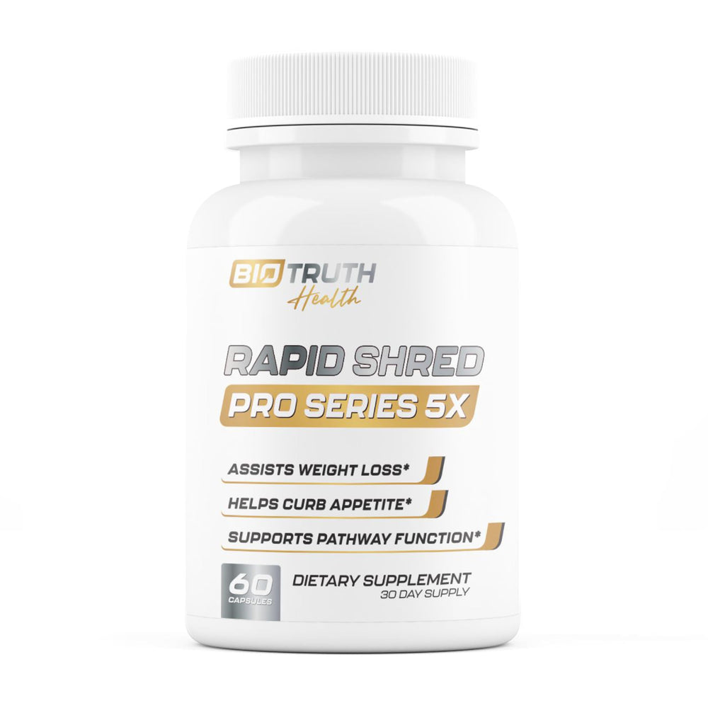 Nutrimend IQ Rapid Shred Pro Series 5X bottle pouring capsules for on-the-go fat support.