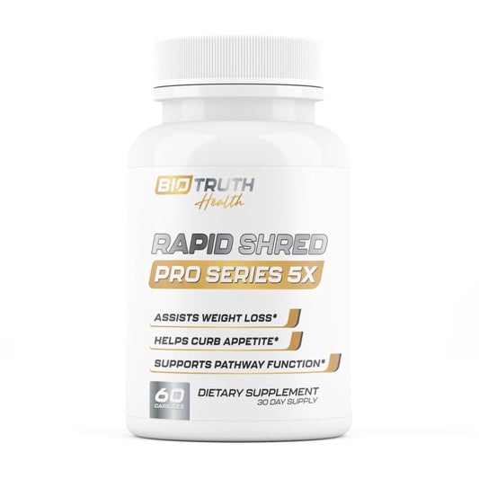 Nutrimend IQ Rapid Shred Pro Series 5X bottle pouring capsules for on-the-go fat support.