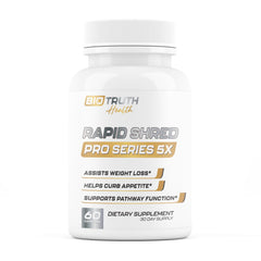 Nutrimend IQ Rapid Shred Pro Series 5X bottle pouring capsules for on-the-go fat support.
