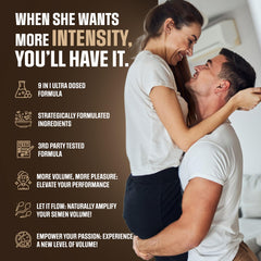 Nutrimend IQ Semen Volume Enhancer ingredient chart highlights key nutrients for reproductive wellness.