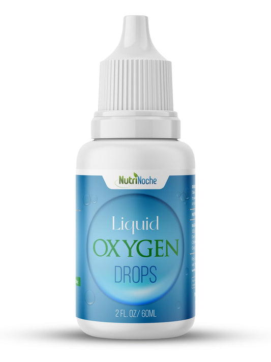 NutriNoche Liquid Oxygen Drops bottle close-up for steady daytime energy.