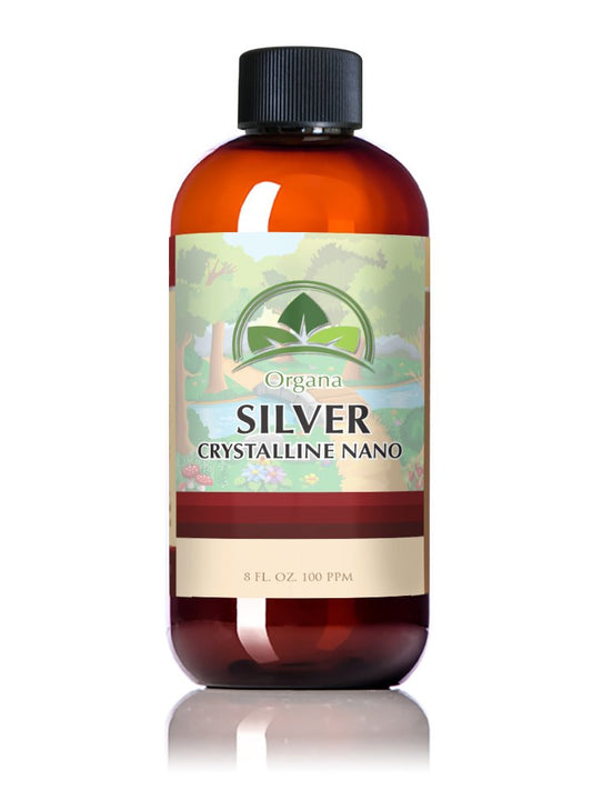 NutriNoche Organa nano colloidal silver bottle 8 oz for daily use with high bioavailability.