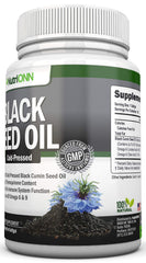 NutriONN Black Seed Oil capsules closeup reveals omega fats