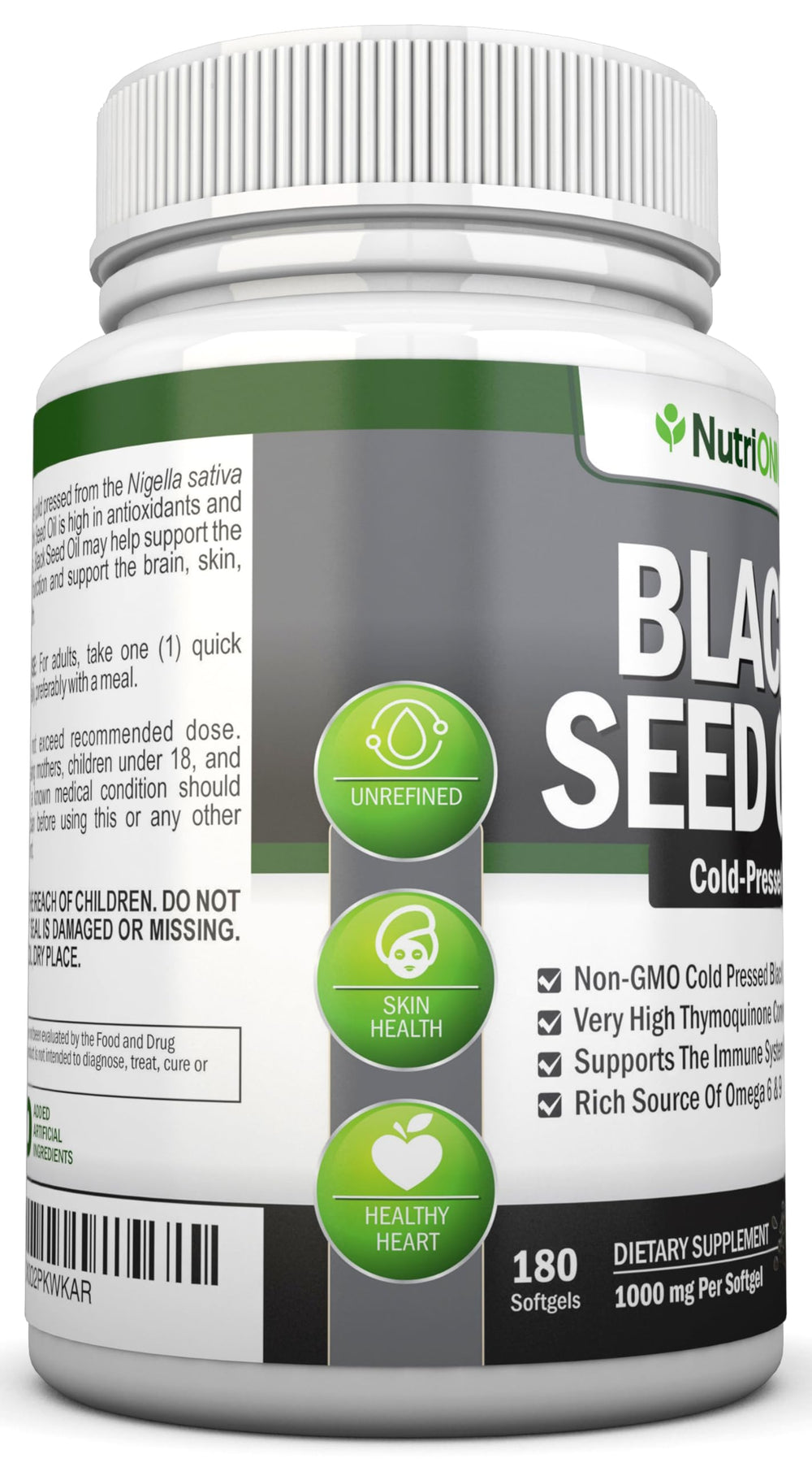 NutriONN Black Seed Oil label shows cold pressed quality