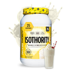 Nutrithority Isothority vanilla milkshake tub for lean muscle support and recovery