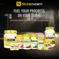 Athlete preparing pre-workout with Nutrithority Mr. Fusion before lifting.