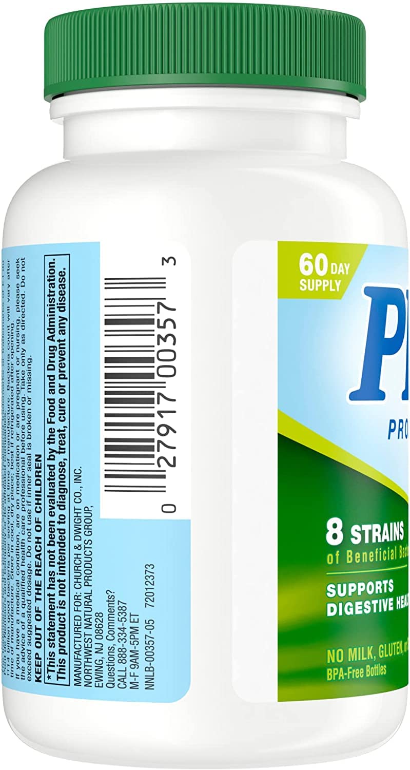 Nutrition Now PB8 probiotic bottle dispensing shot highlights easy daily intake