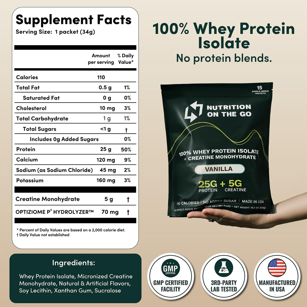 Nutrition On The Go Whey Isolate Packets gluten-free and easy digestion benefits
