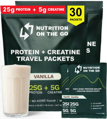 Nutrition On The Go Whey Isolate Packets travel set for convenient protein on the move