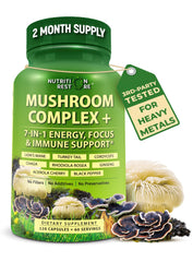 Nutrition Restore Organic Mushroom Complex capsules in bottle for easy daily energy support
