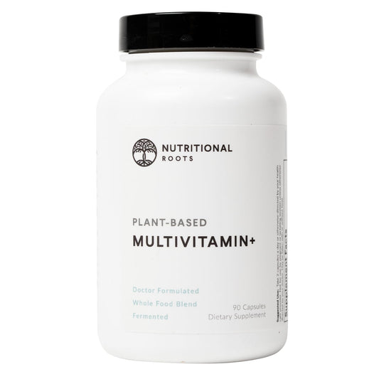 Nutritional Roots Multivitamin+ bottle for convenient daily wellness support