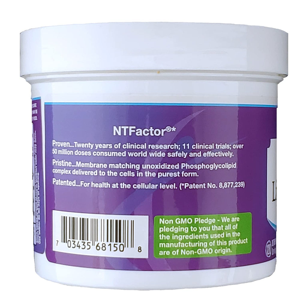 Unflavored NTFactor Lipids Powder blending into foods for flexible daily use